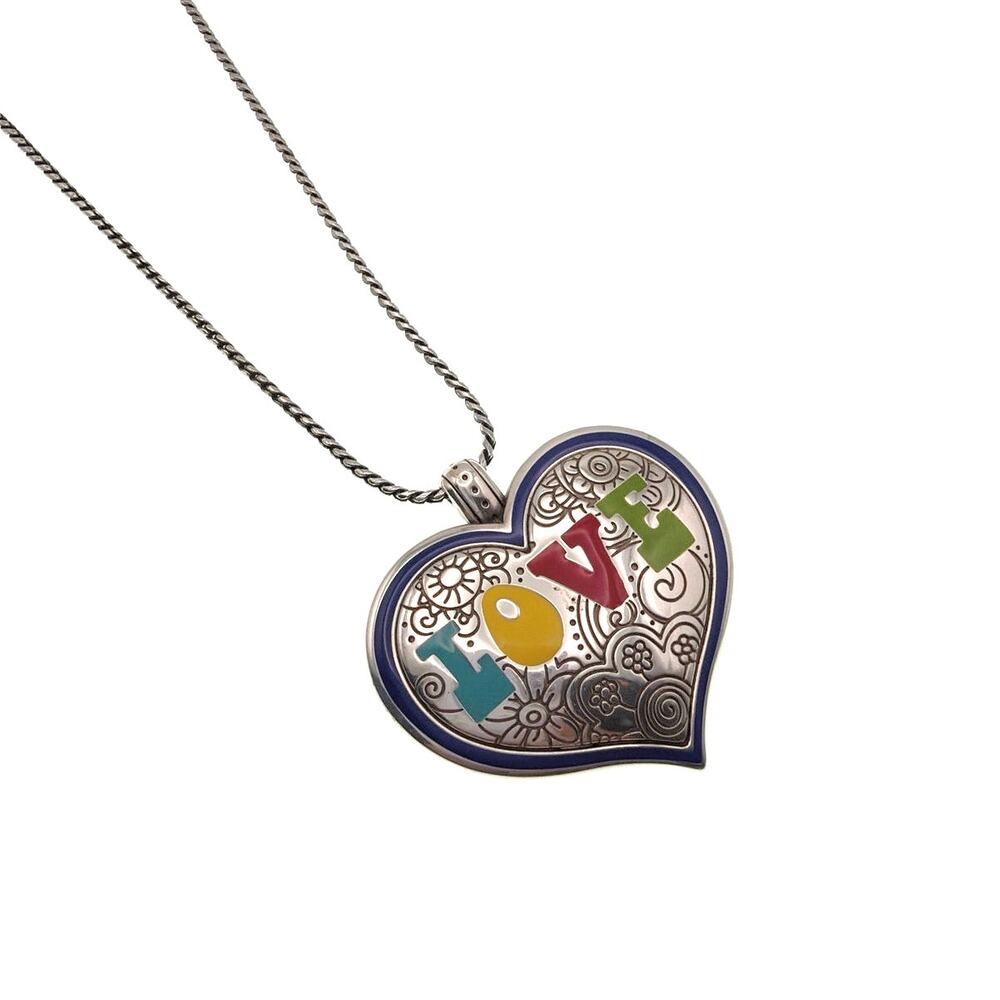 Brighton Spring Peace Necklace with Puffy Heart Pendant 22”